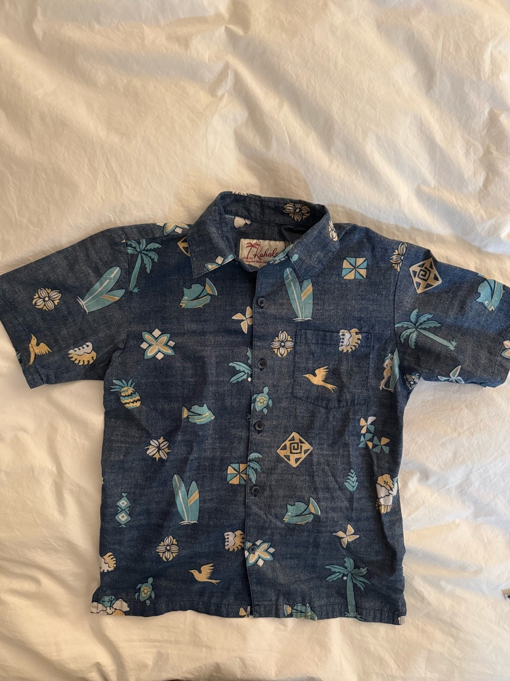 Kids' Navy Hawaiian Button-Front Shirt by Kahala